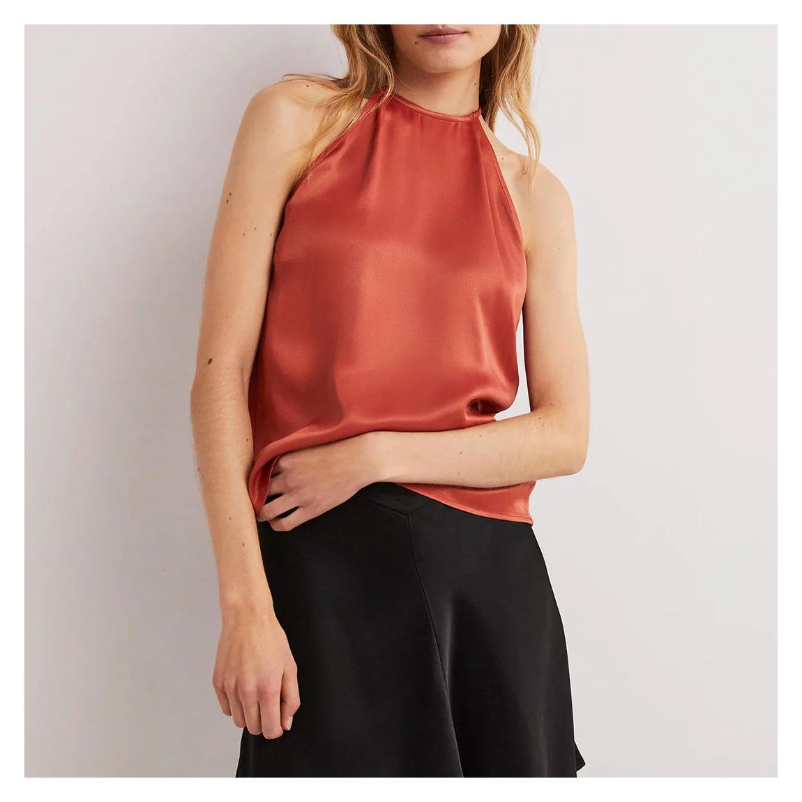 Red Strappy Halterneck Satin Top main product photo