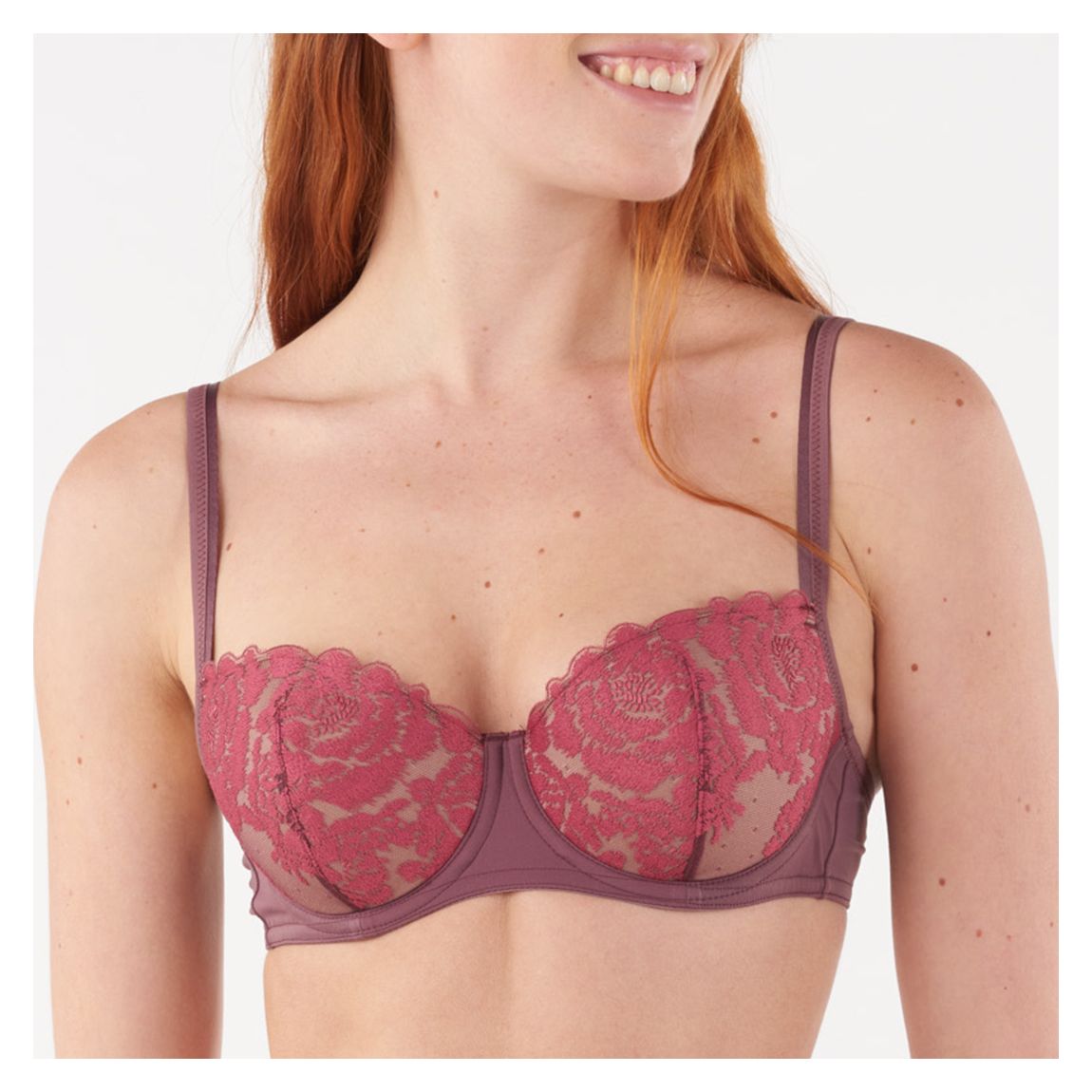 Burgundy Fleur Ikat Corbeille Mouss Bra main product photo