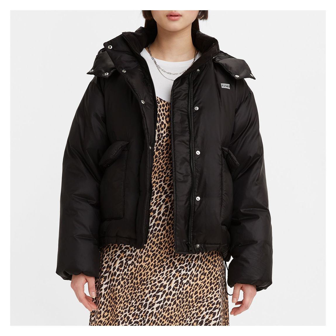 Black Luna Short Puffer Jacket main product photo