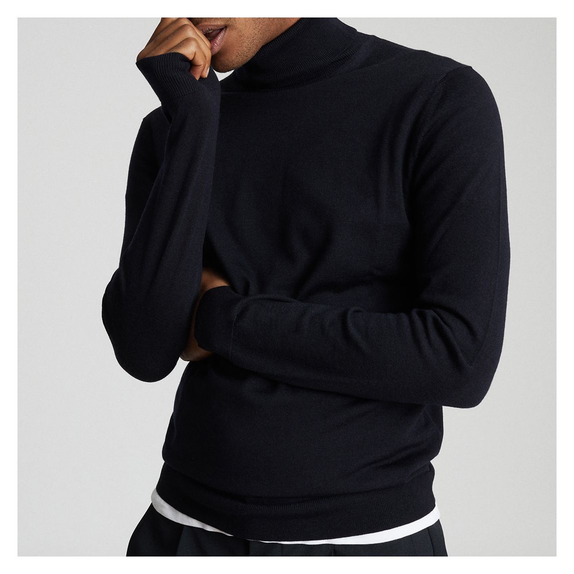 Navy Caine Roll Neck Wool Jumper main product photo