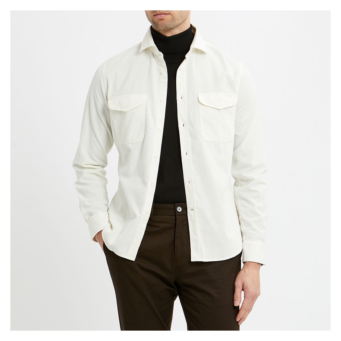 Ecru Dean Cotton Overshirt main product photo