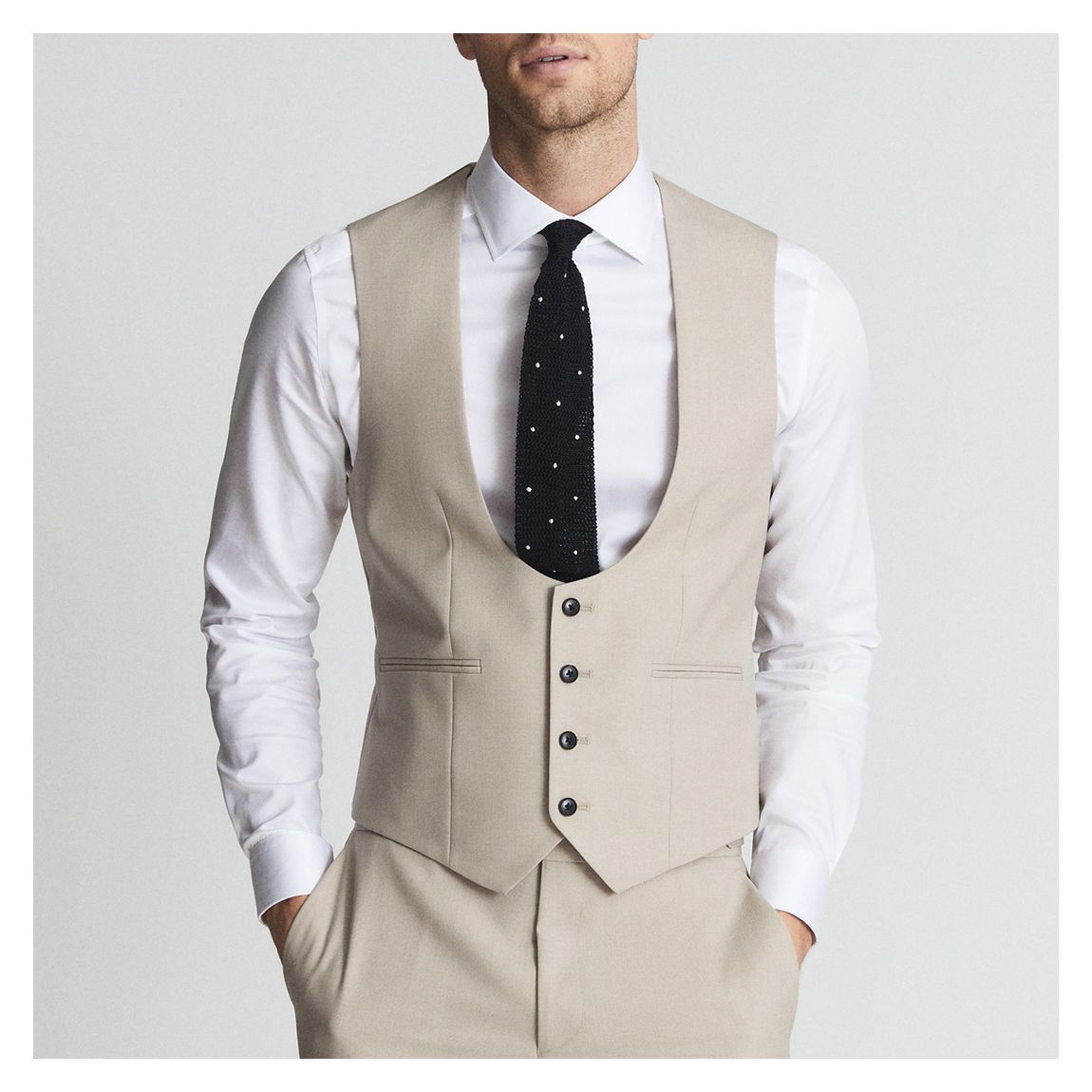 Stone Fine Wool Horseshoe Waistcoat main product photo