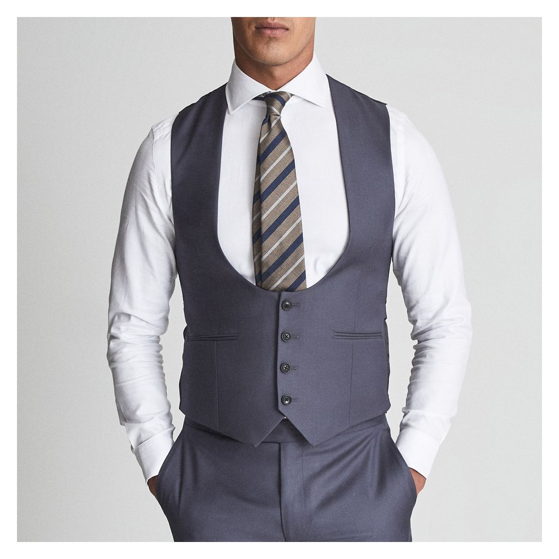Navy Hiked Wool Horseshoe Waistcoat main product photo