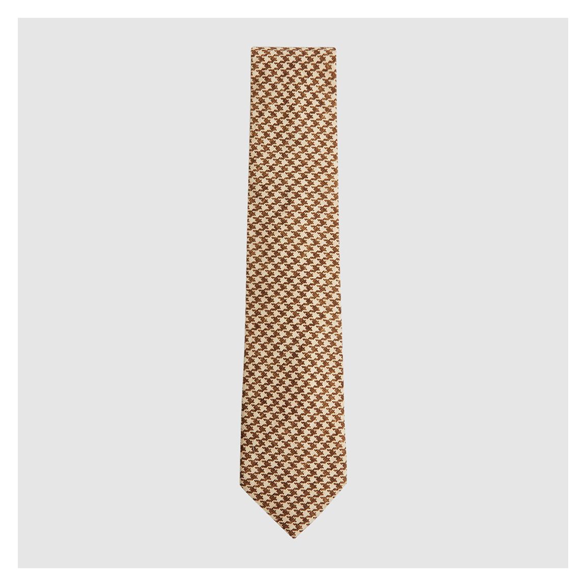 Camel Venus Dogtooth Print Silk Blend Tie main product photo