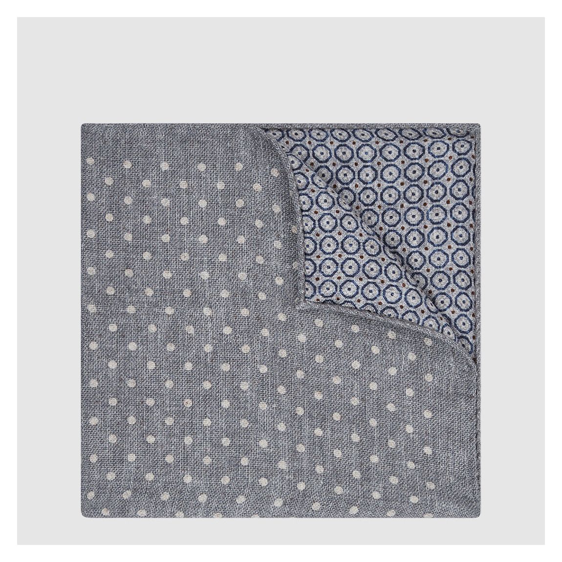 Grey Winkle Reversible Silk Pocket Square main product photo
