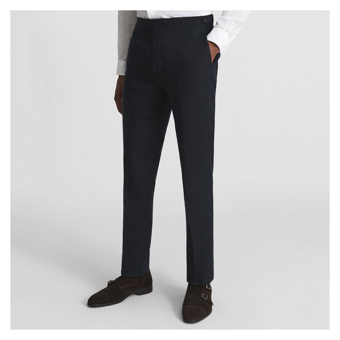 Navy Kin Tailored Linen Trousers main product photo