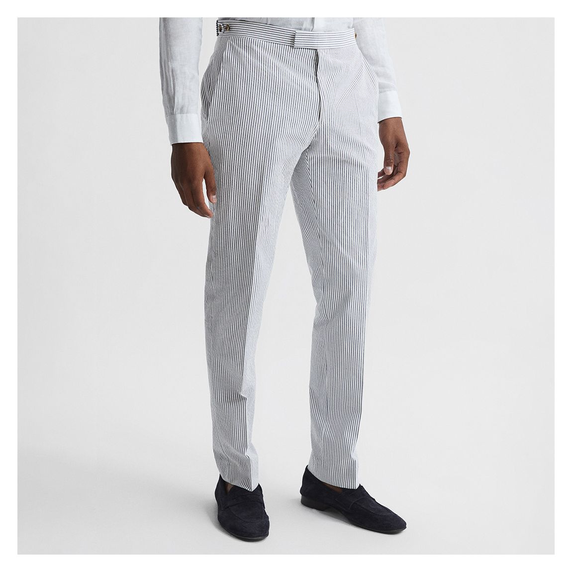 Light Blue Stripe Barr Tapered Cotton Suit Trousers main product photo