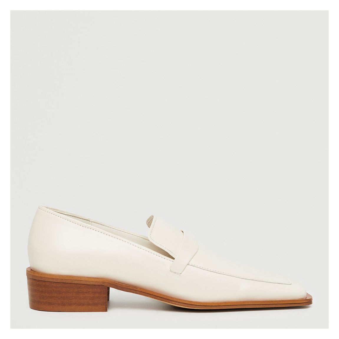 Cream Leather Pointed Loafers main product photo