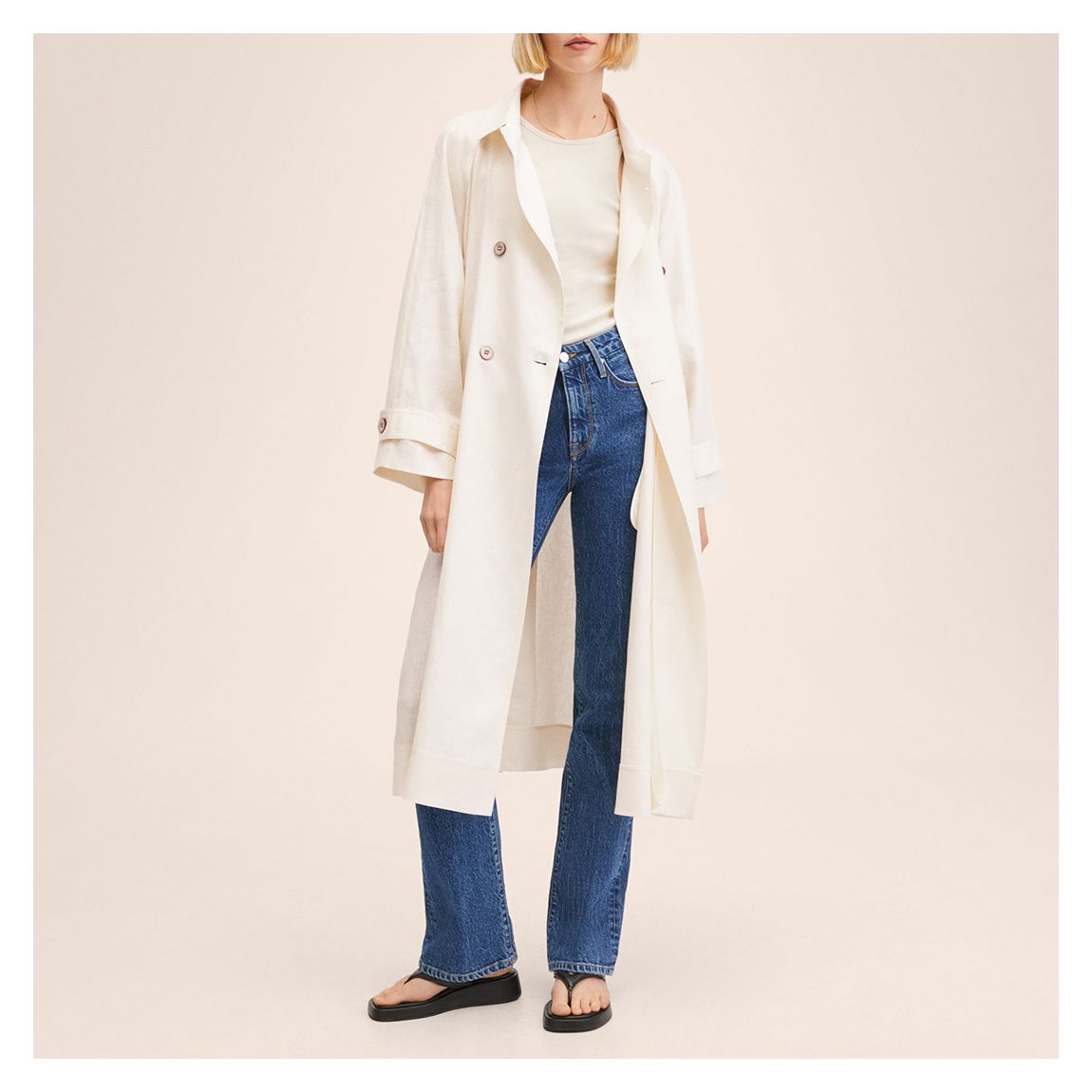 White Linen Trench Coat main product photo