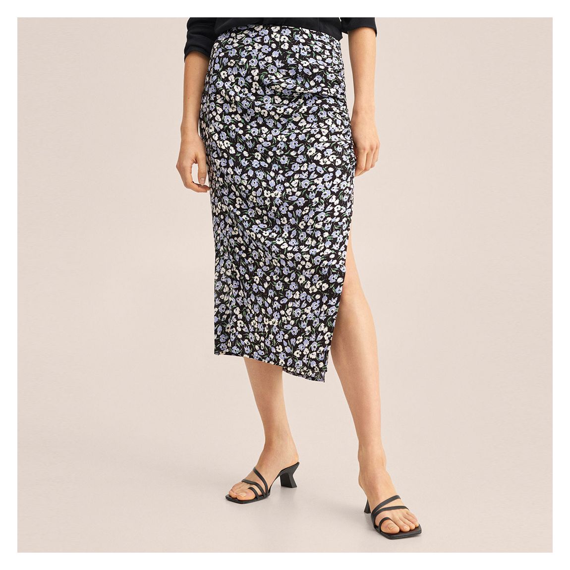 Black Floral Print Skirt main product photo