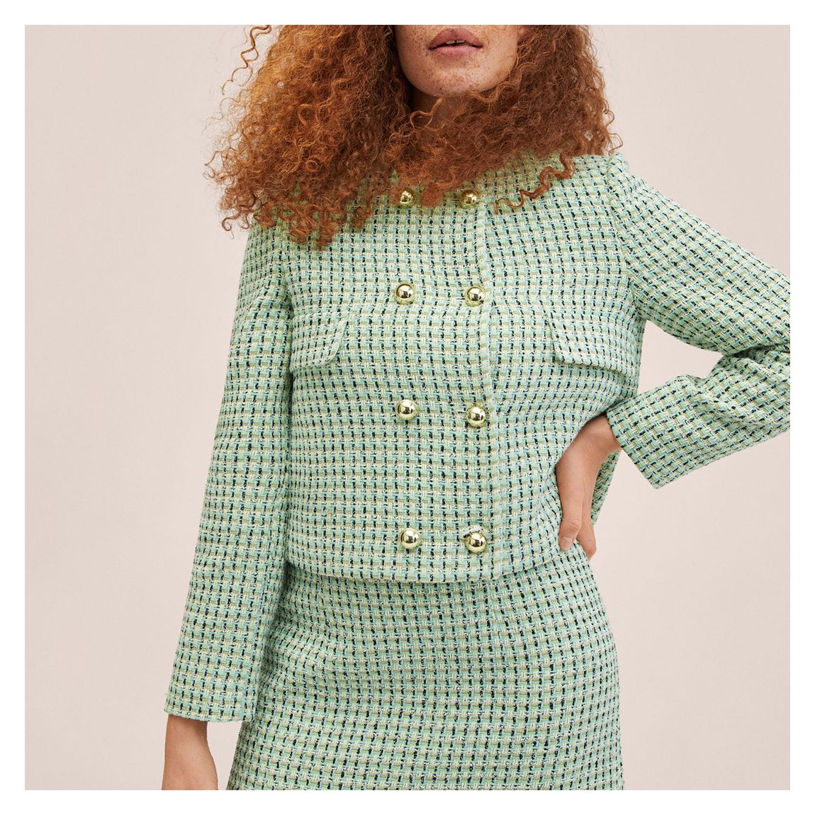 Green Double-Breasted Tweed Jacket main product photo