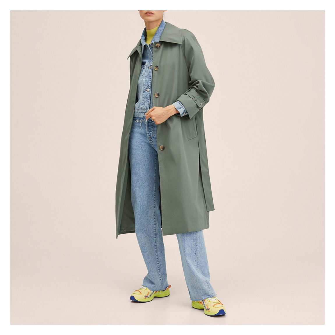 Blue Belt Cotton-Blend Trench Coat main product photo