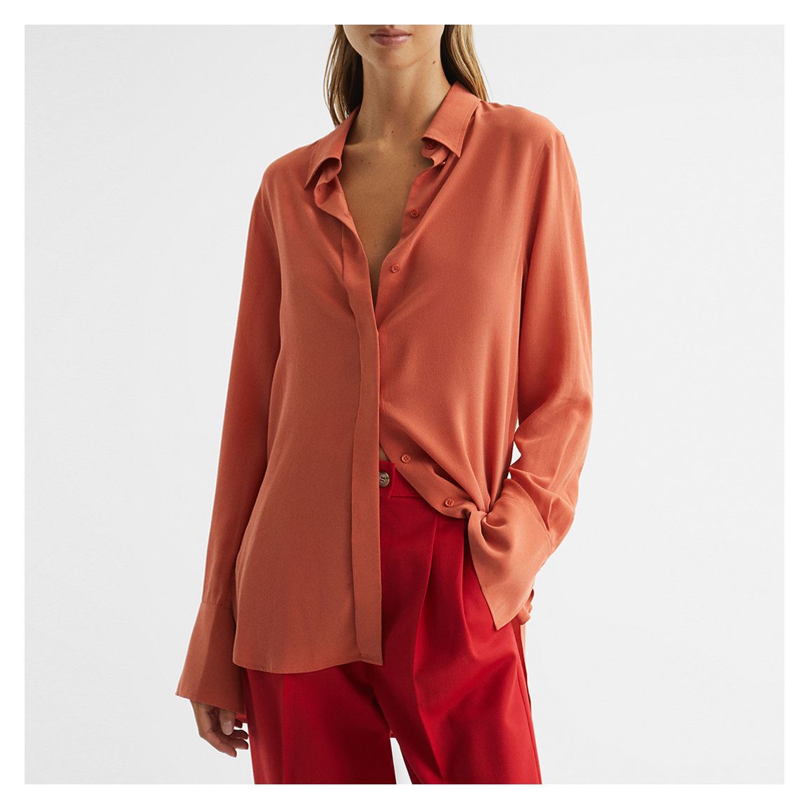 Orange Eden Silk Tunic Shirt main product photo