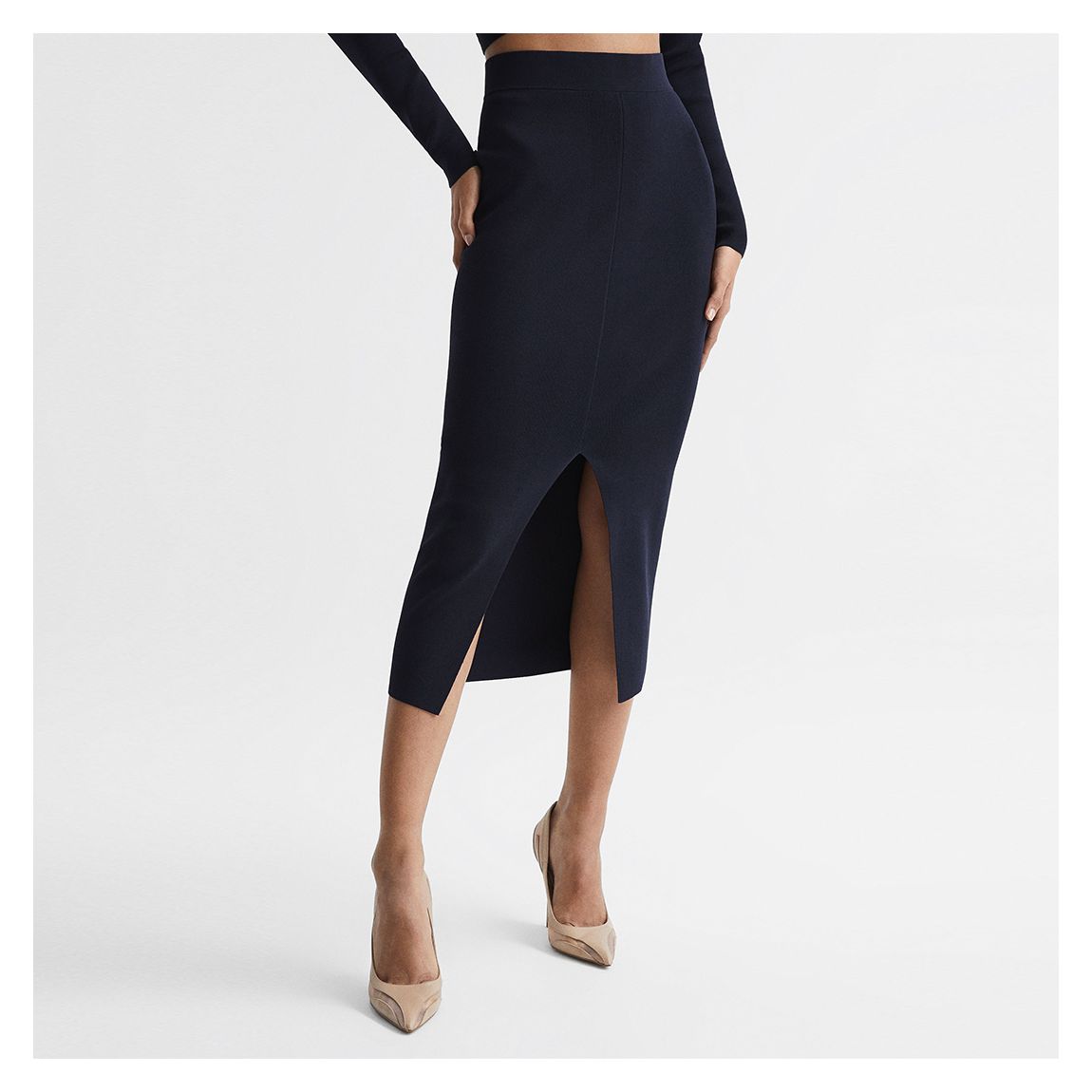 Dark Navy Erin Midi Skirt main product photo