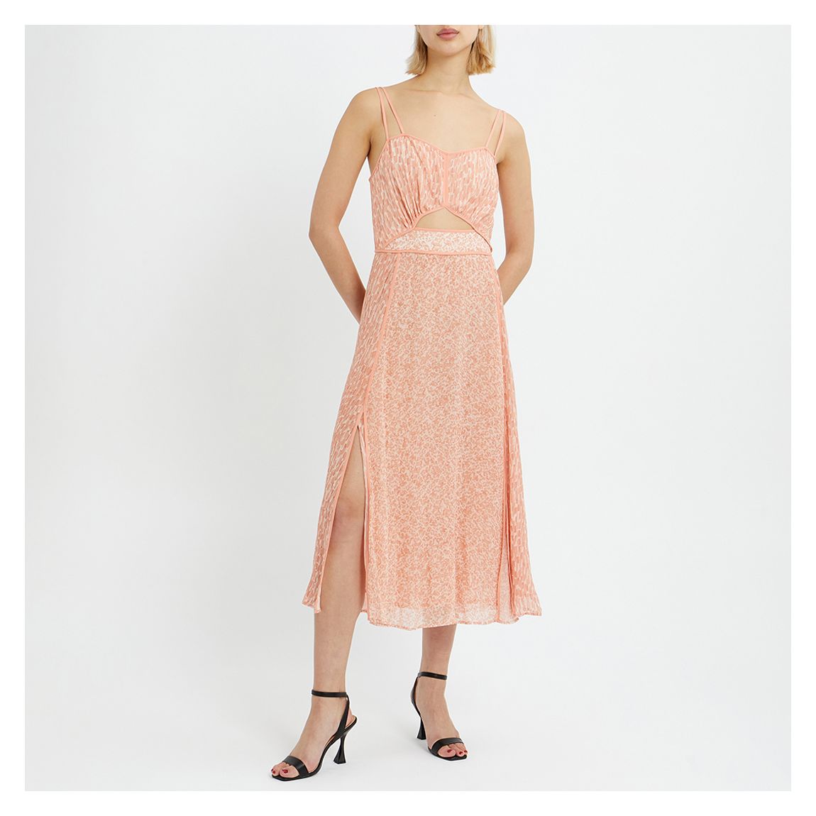 Peach Print Nerissa Midi Dress main product photo