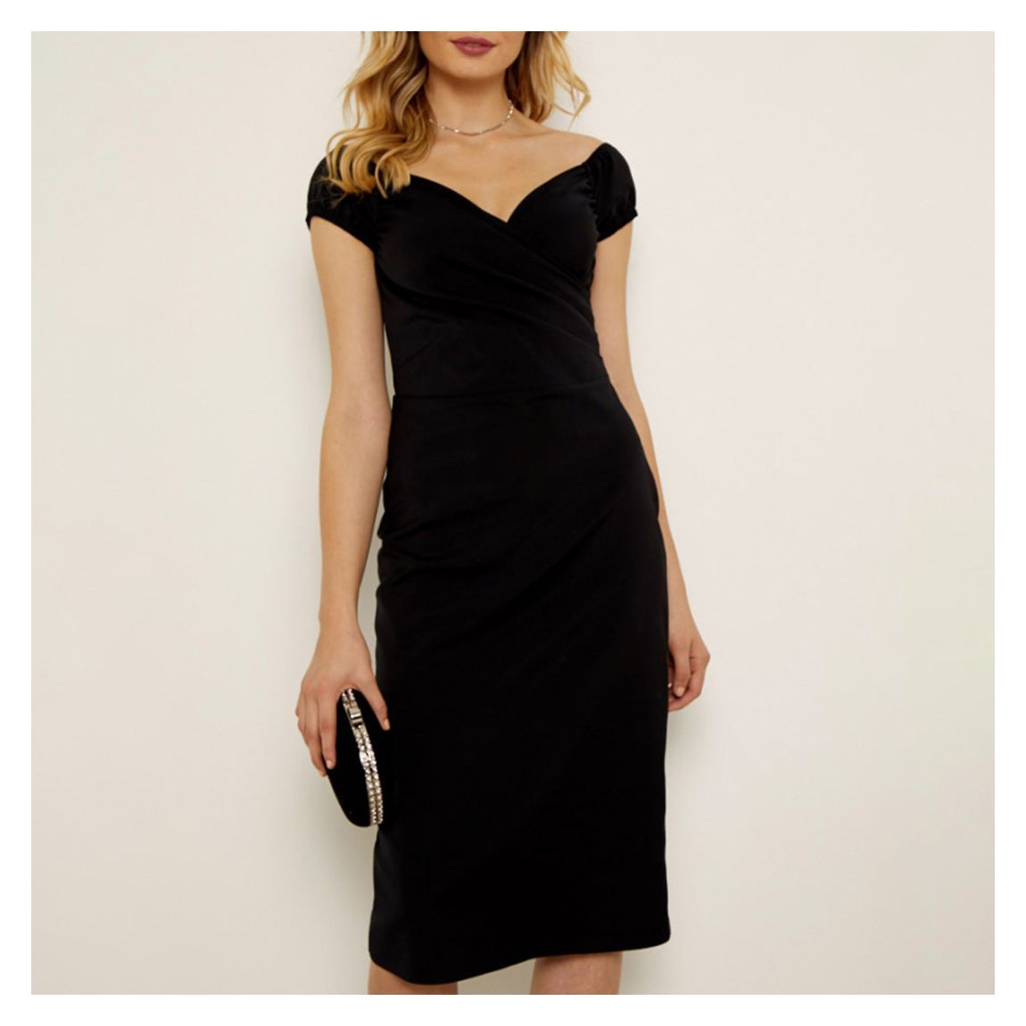 Black Cross Over Bardot Dress main product photo