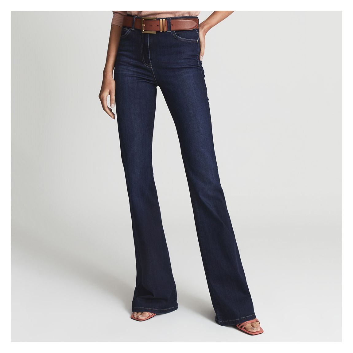 Dark Blue Beau Petite Skinny Flare Stretch Jeans main product photo
