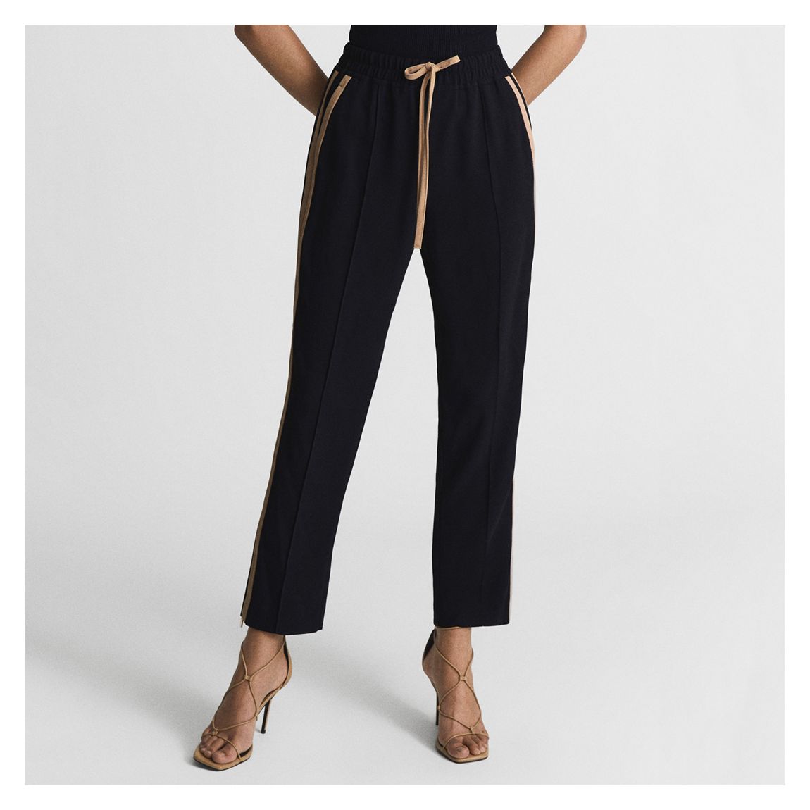 Navy Petite Frazer Side Stripe Trousers main product photo