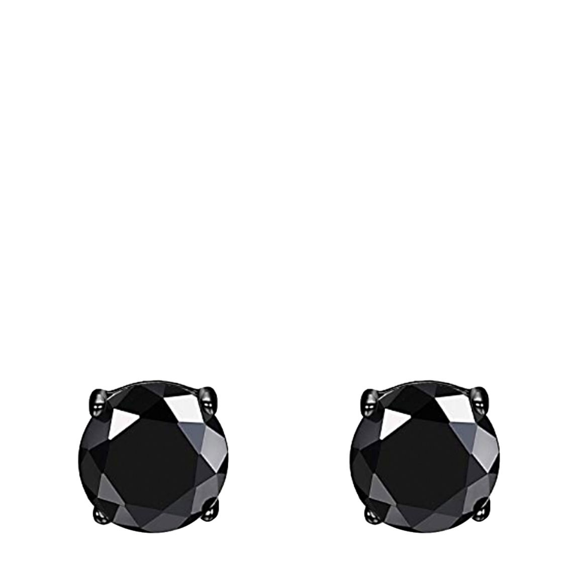 Black Plated Black Zirconia Round Stud Earrings main product photo