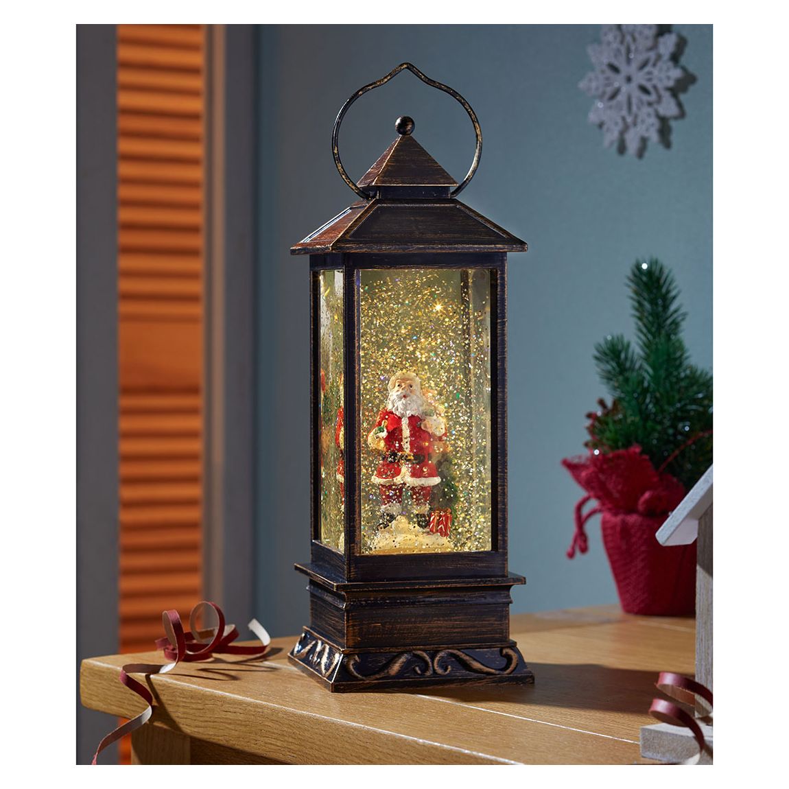 Snow Swirl Santa Lantern main product photo