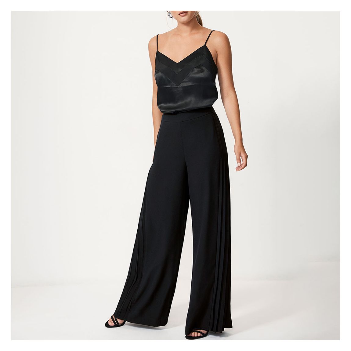 Black Pleated Wide Leg Trousers main product photo