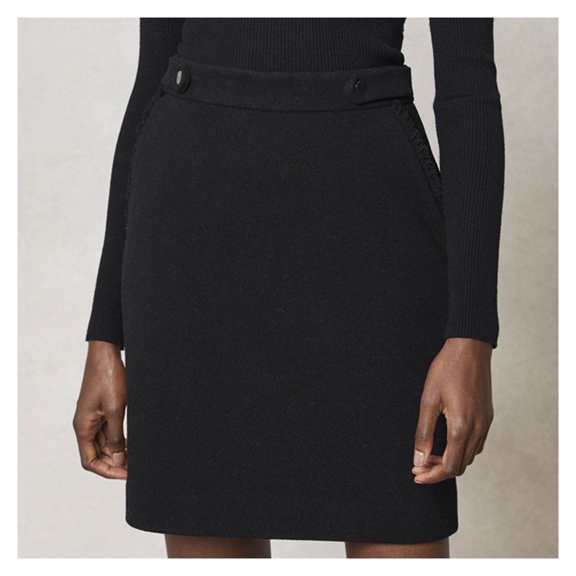 Black Twill Button Mini Skirt main product photo