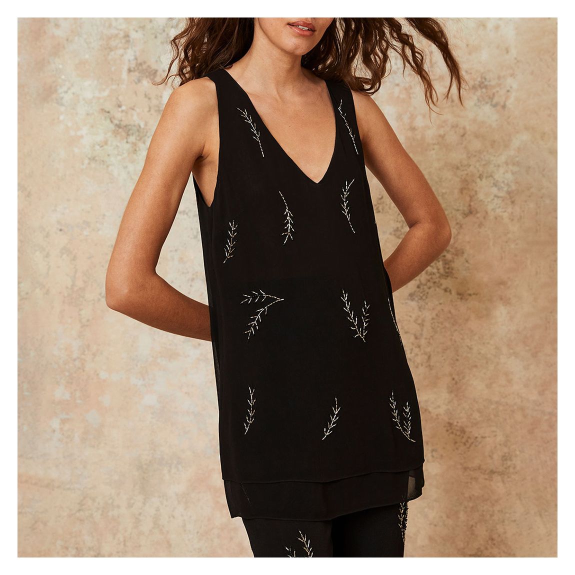 Black Embellished Long Cami main product photo