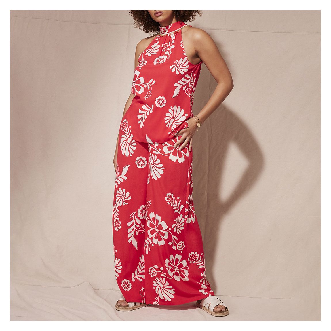 Red Daphne Floral Wide Leg Trouser main product photo