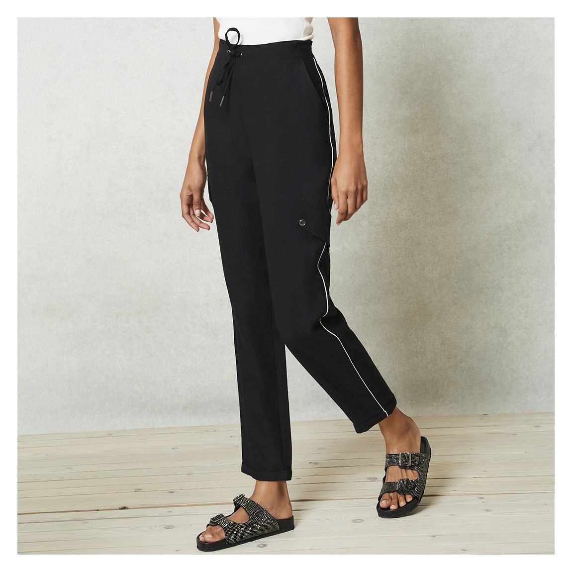 Black Pocket Striped Joggers main product photo