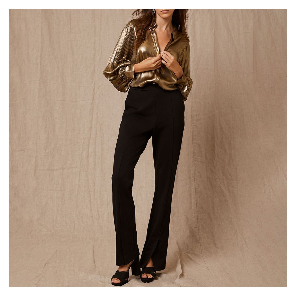 Black Split Wide Leg Trousers main product photo