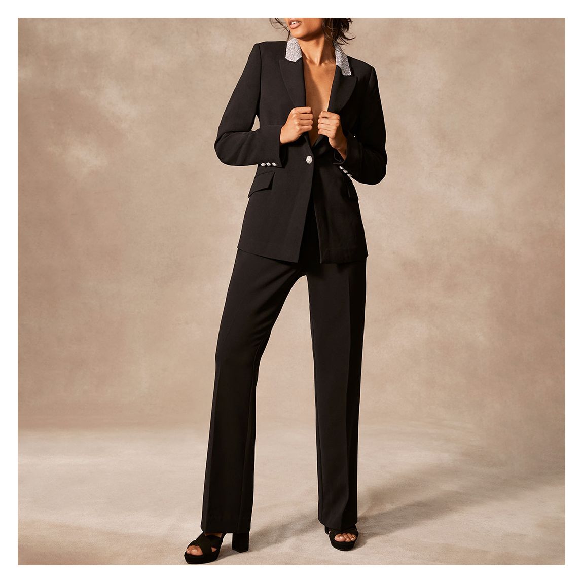 Black Tailored Flared Trousers main product photo
