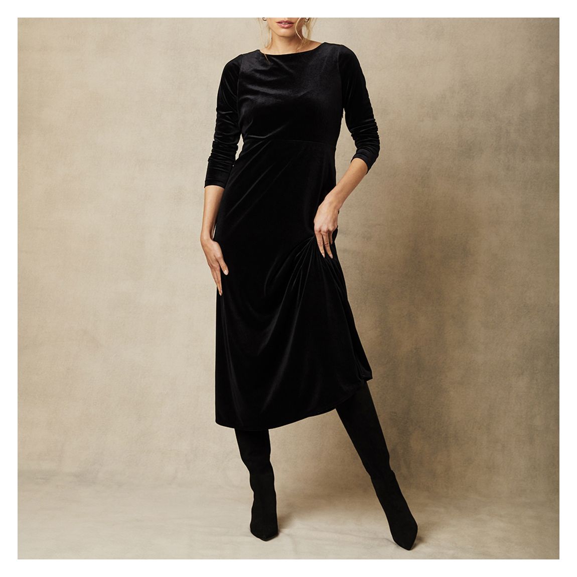Black Cowl Midi Dress main product photo