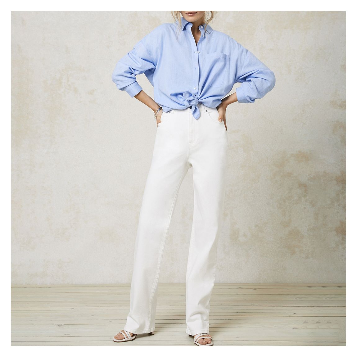 White 90s Wide Leg Jeans main product photo