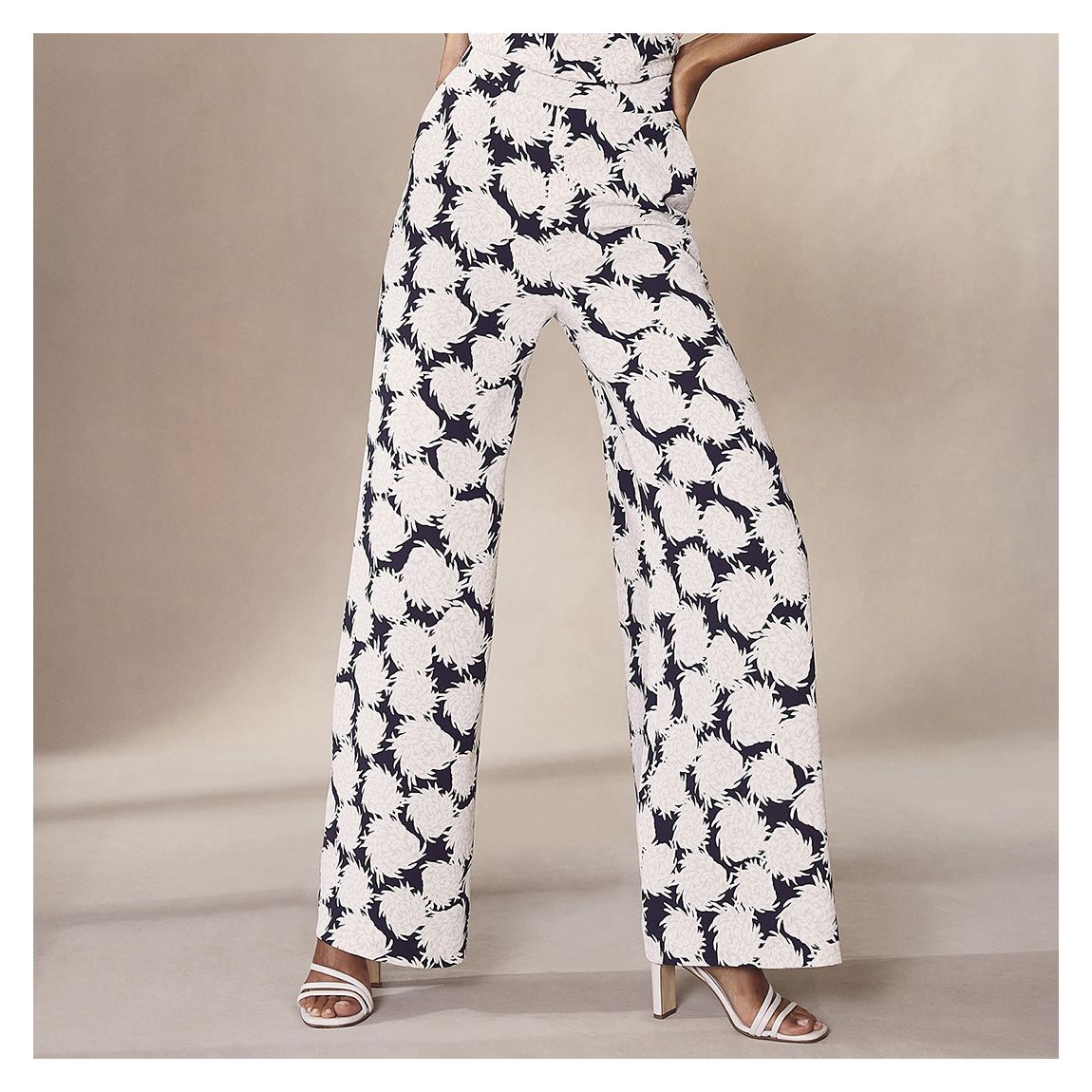 Navy Juliette Floral Wide Leg Trousers main product photo