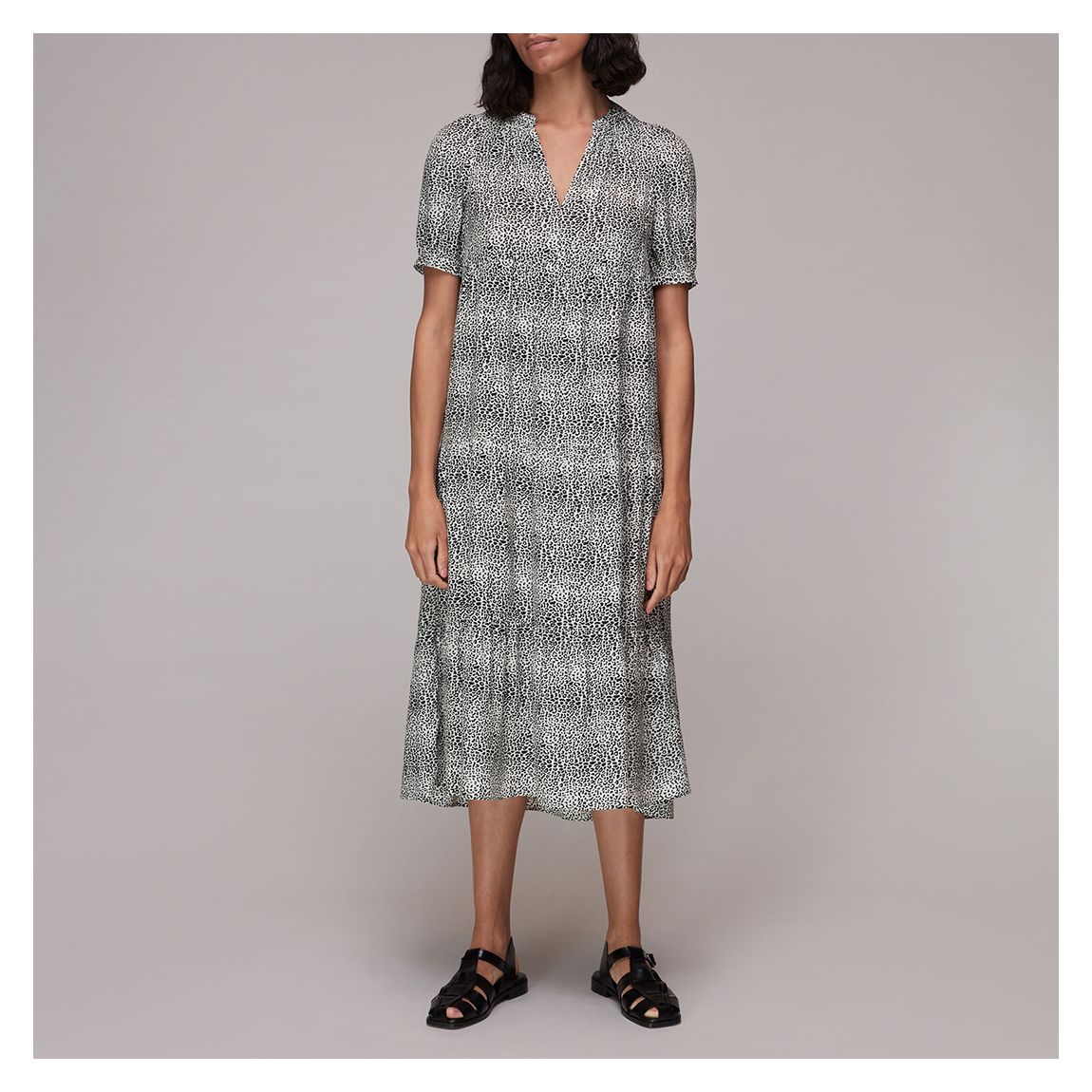 Black Animal Print Trapeze Dress main product photo