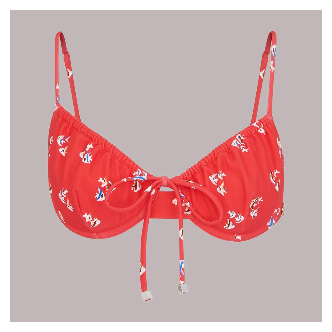 Red Fish Printed Bikini Top main product photo