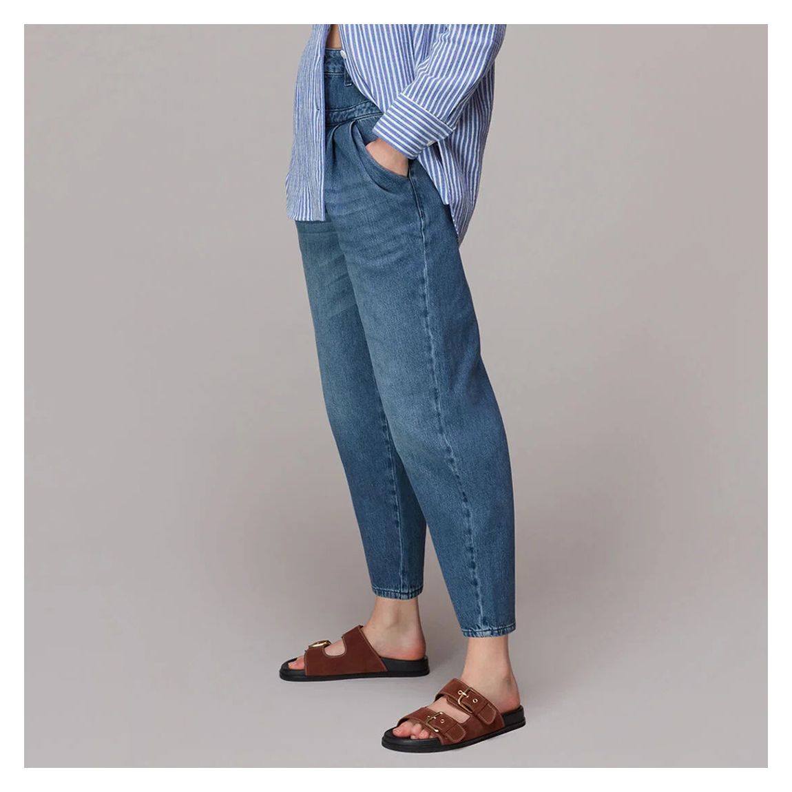 Mid Blue India Pleated Jeans main product photo