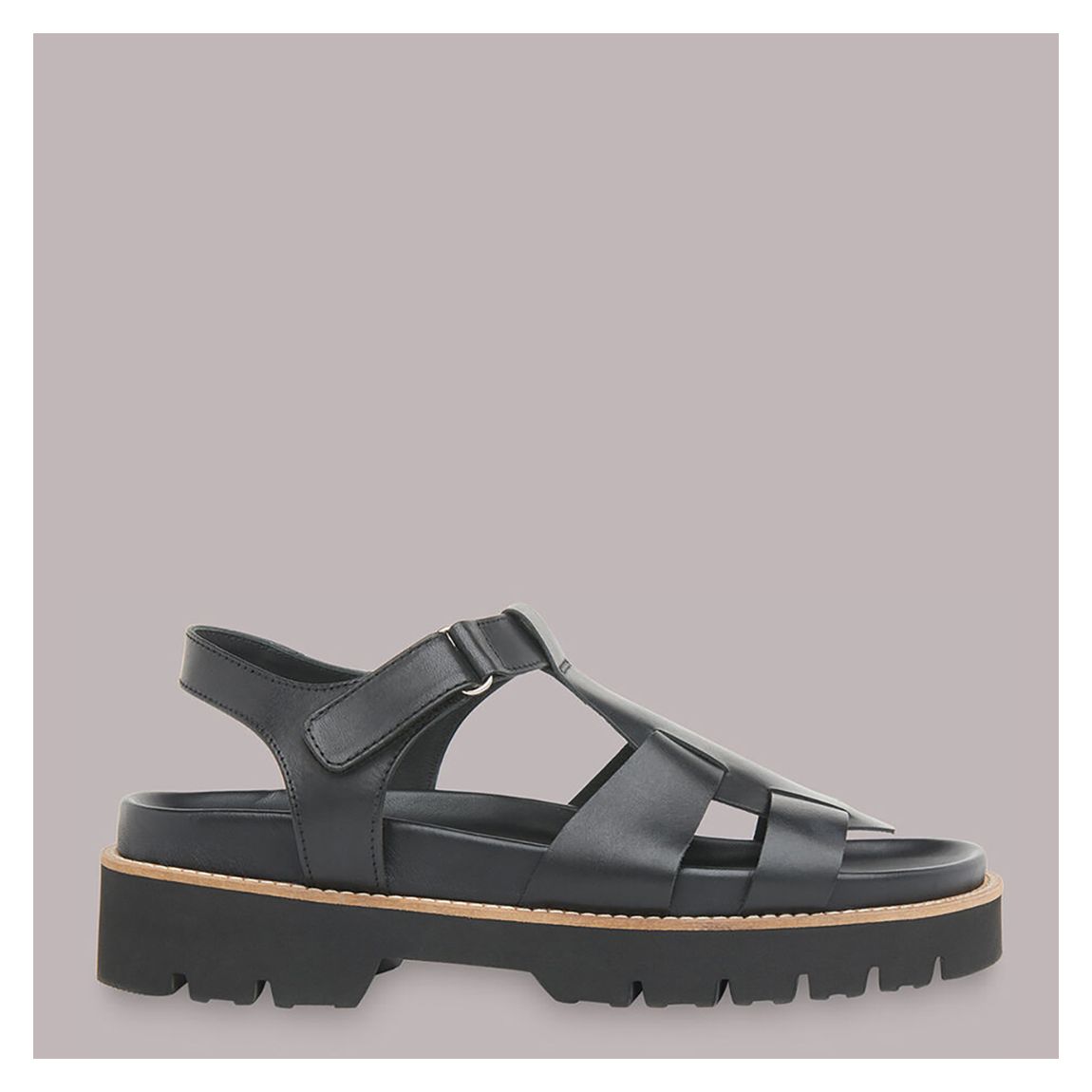 Black Khari Caged Leather Sandals main product photo