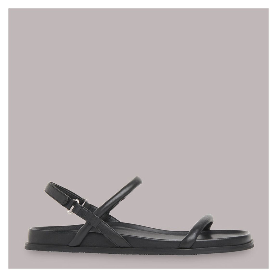 Black Shelby Padded Leather Sandals main product photo