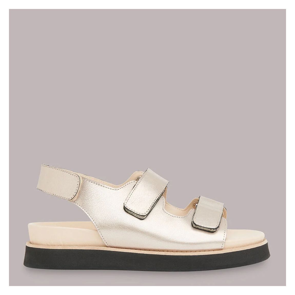 Silver Rocco Velcro Leather Sandals main product photo