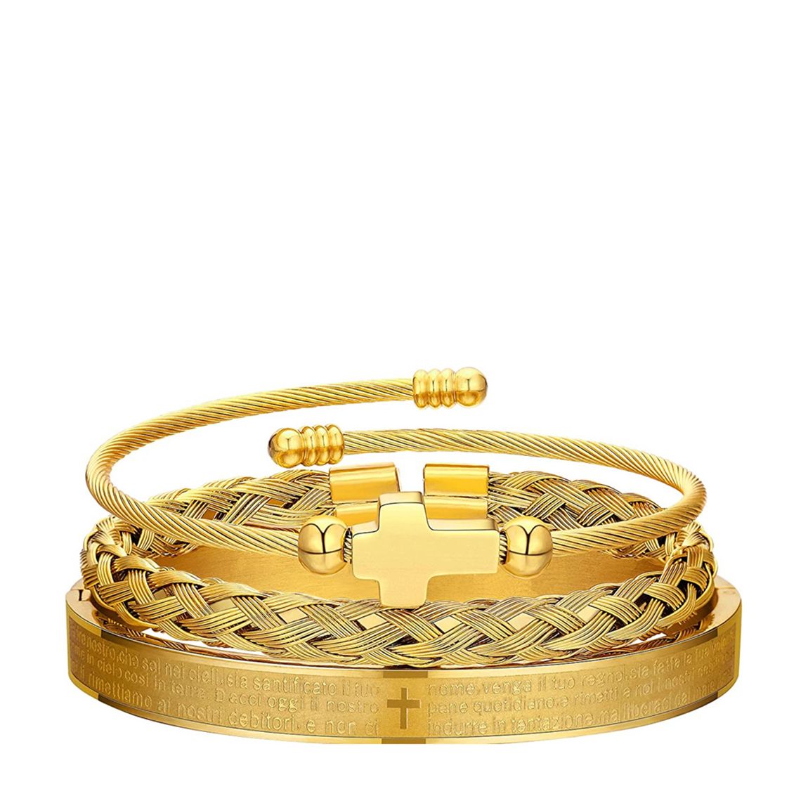 18K Gold Cross Bracelet Set main product photo
