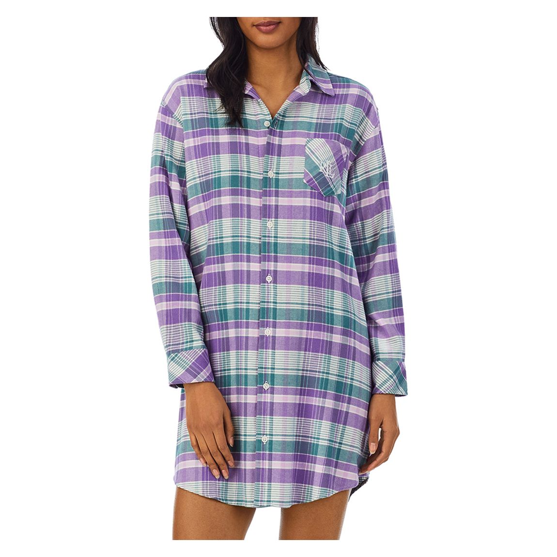 Purple Brushed Twill Check Sleepshirt main product photo