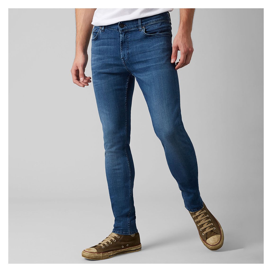 Mid Blue Ronnie Tapered Stretch Jeans main product photo