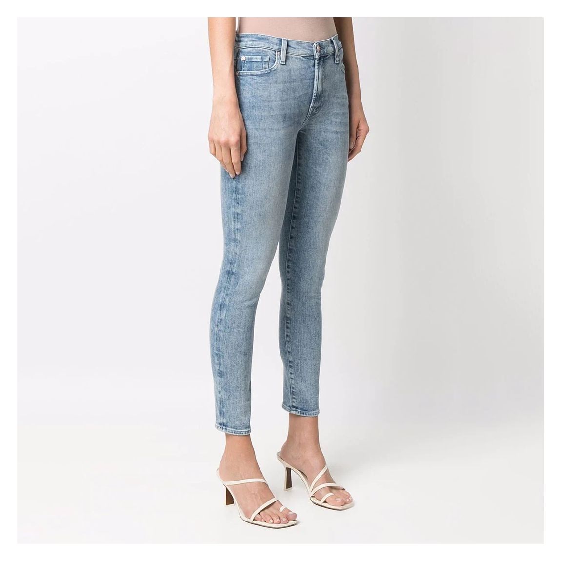Bleach Blue High Waisted Skinny Crop Stretch Jeans main product photo
