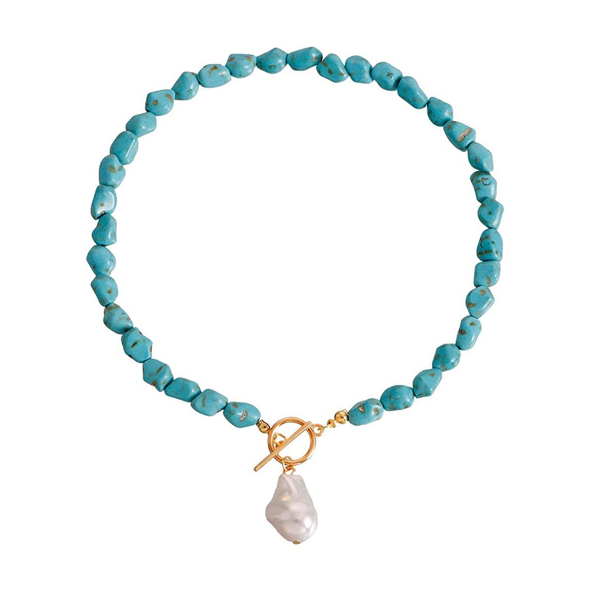 18K Gold Turquoise & Pearl Necklace main product photo