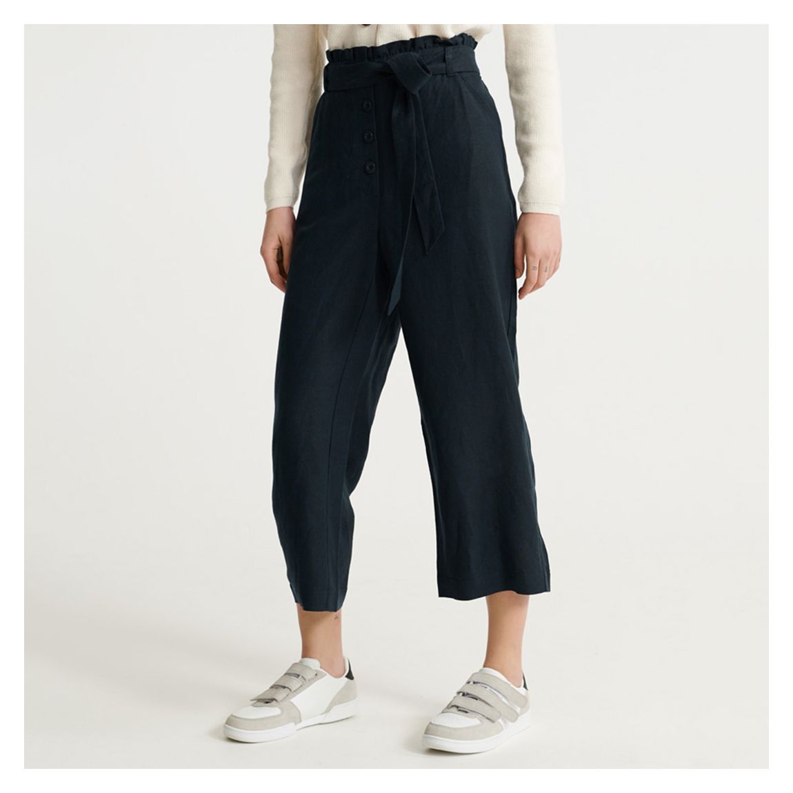 Navy Linen Trousers main product photo