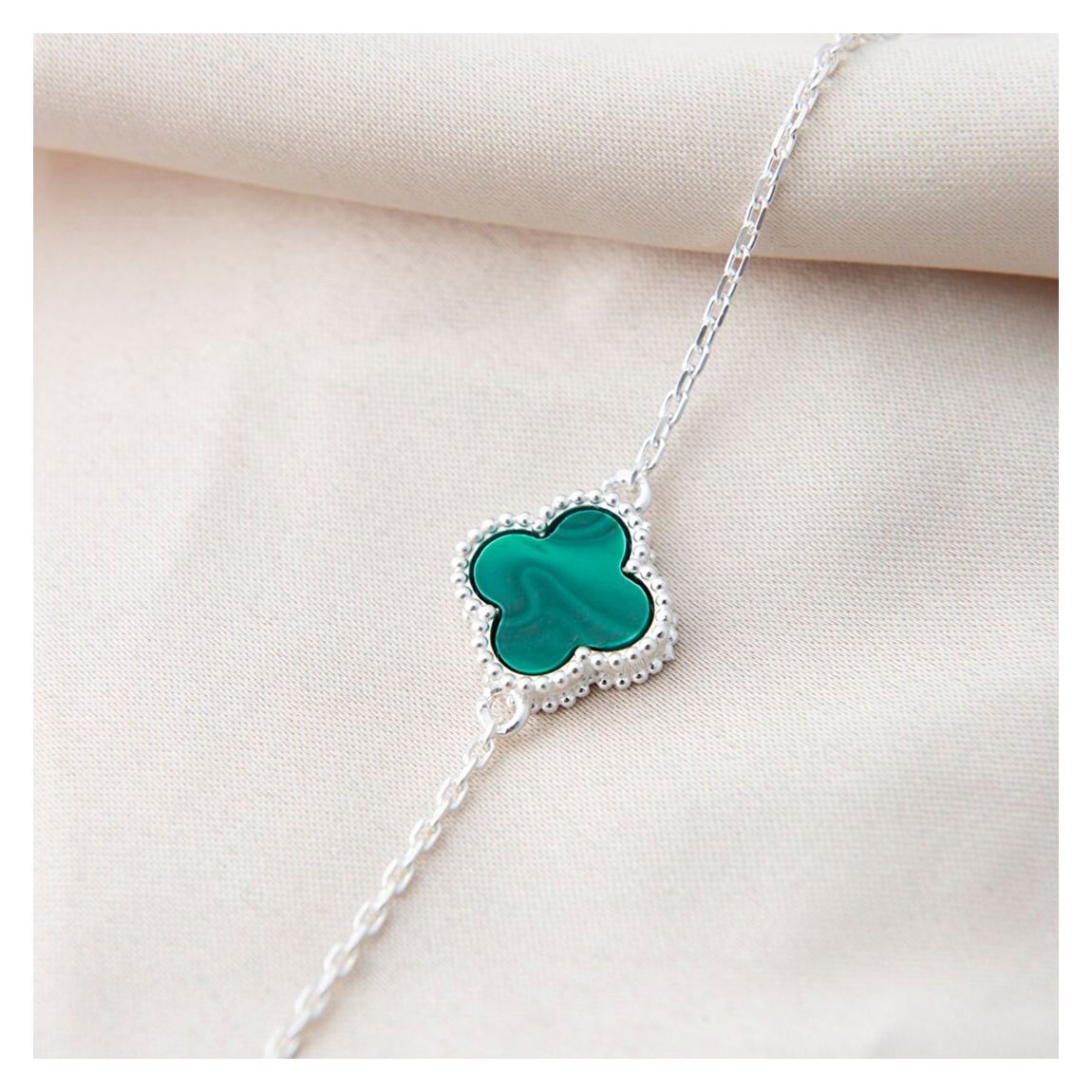 Silver/Green Flower Bracelet main product photo