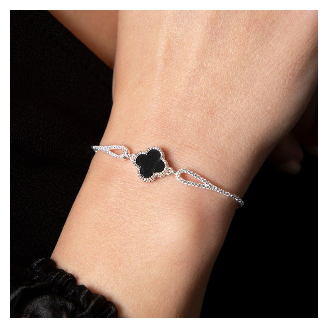 Silver/Black Flower Bracelet main product photo