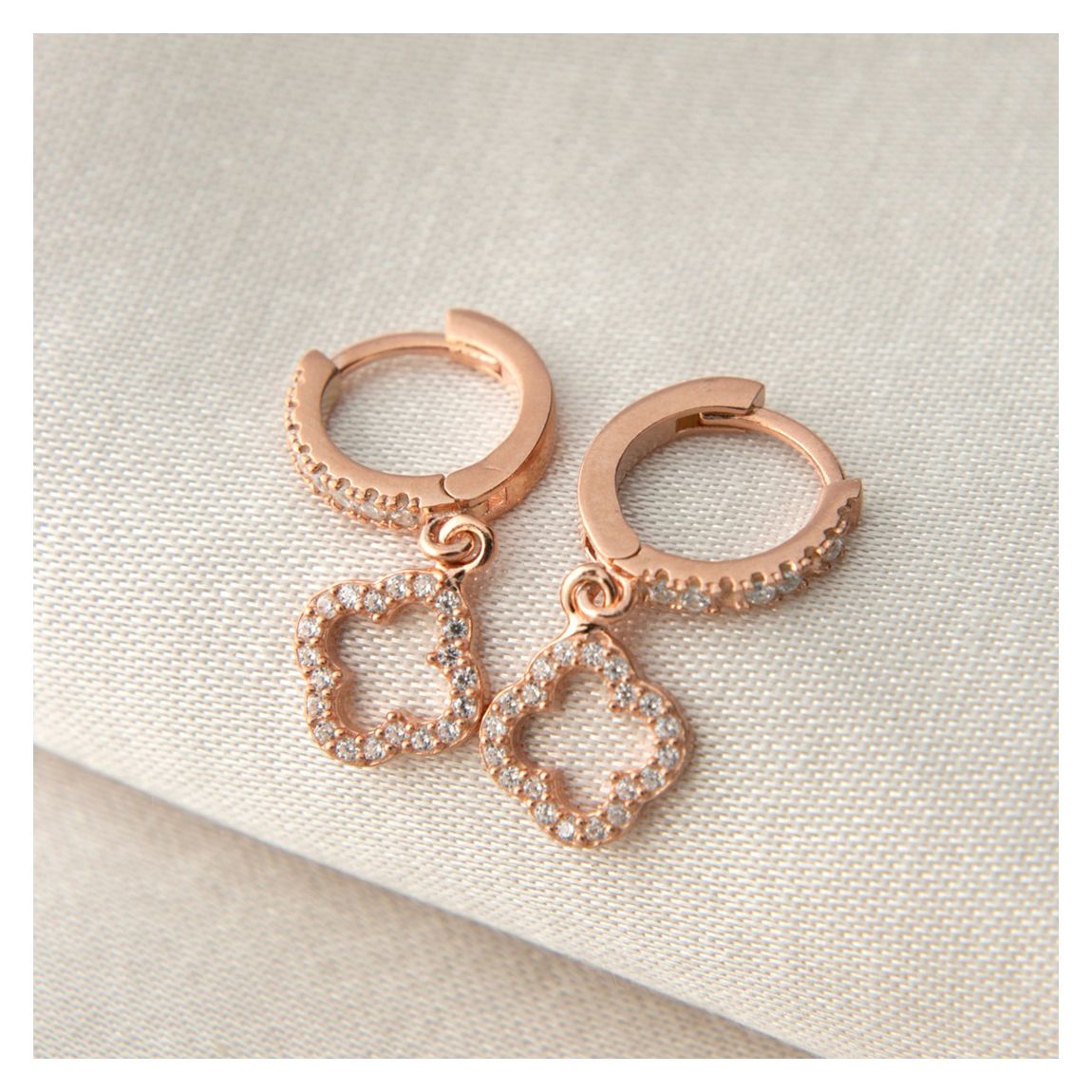 Rose Gold Flower Hoop Earrings main product photo