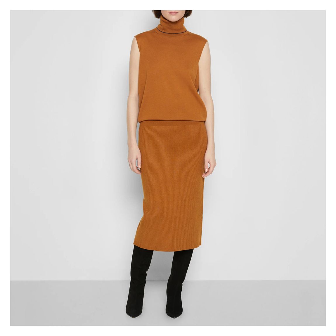 Burnt Orange Sleeveless Fitted Dress main product photo